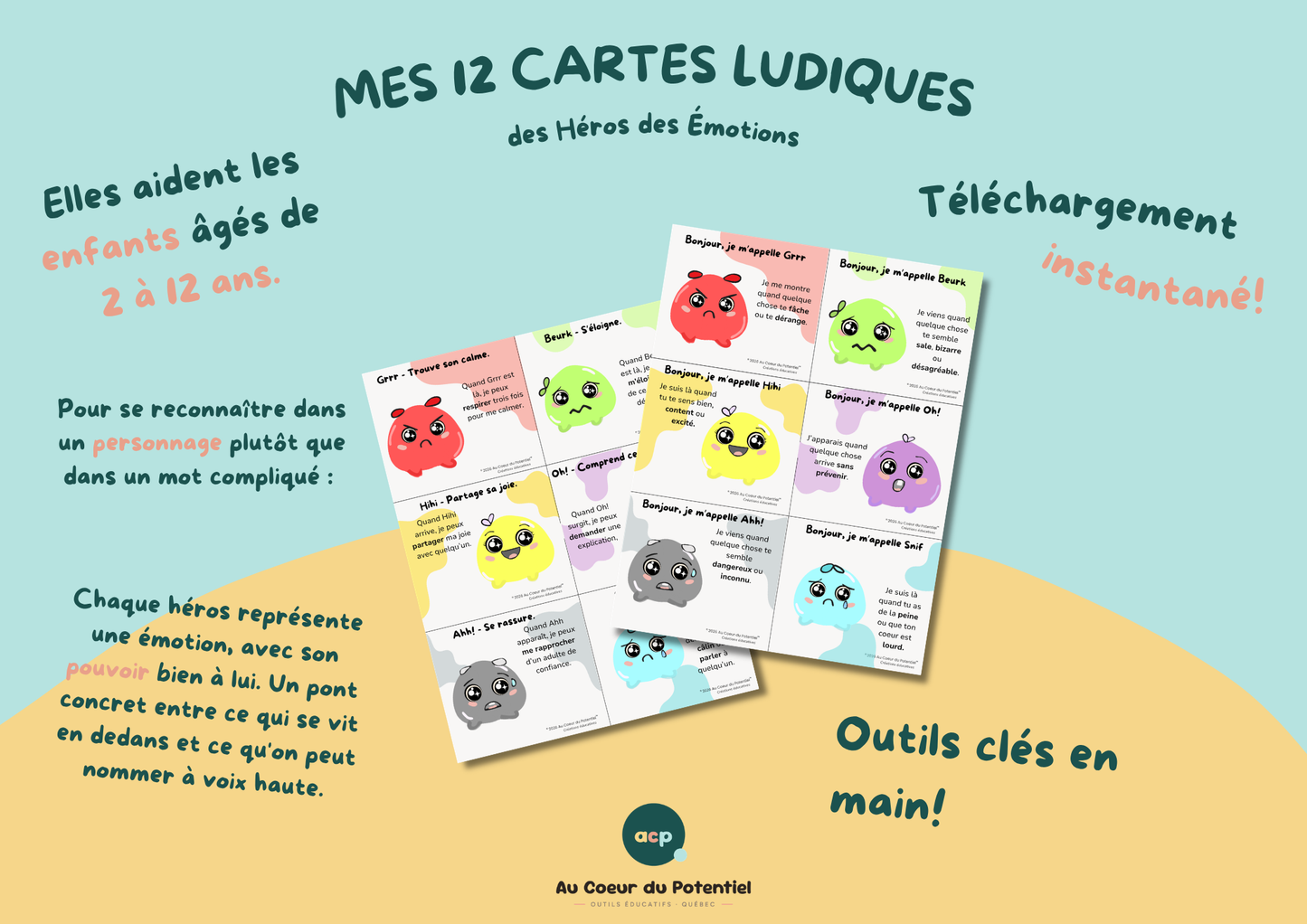 Cartes des Héros des Émotions – Présentation + Solutions | 12 Cartes Enfant