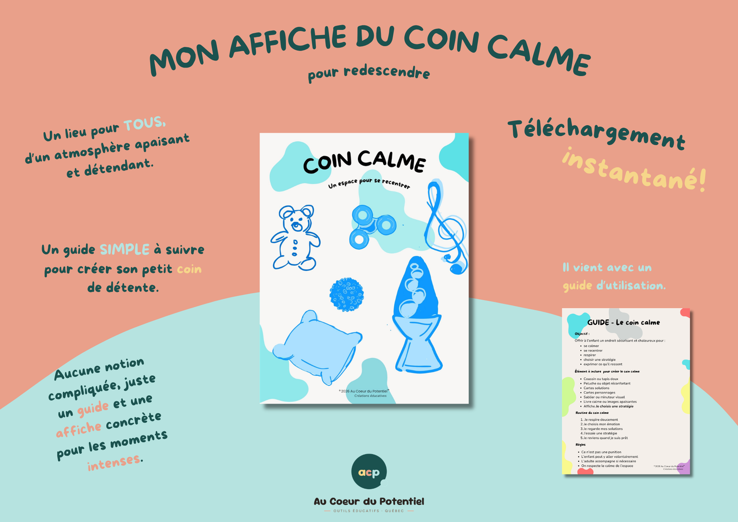 Coin Calme – Affiche + Guide pour la Classe et la Maison