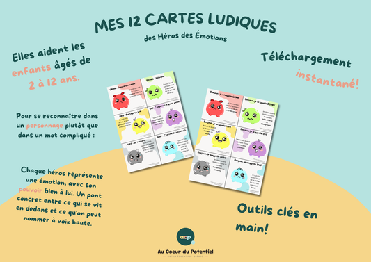 Cartes des Émotions à imprimer — 12 cartes héros et solutions