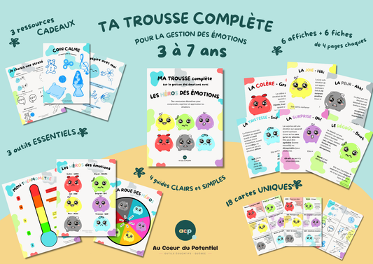 Trousse Émotions 3-7 ans — Roue, thermomètre et coin calme à imprimer (50 pages)