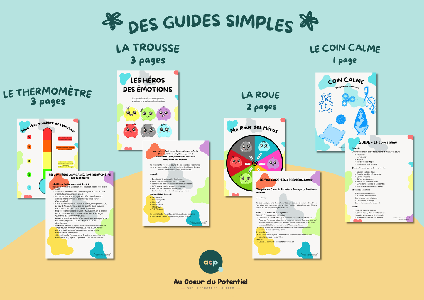 Trousse Émotions 3-7 ans — Roue, thermomètre et coin calme à imprimer (50 pages)