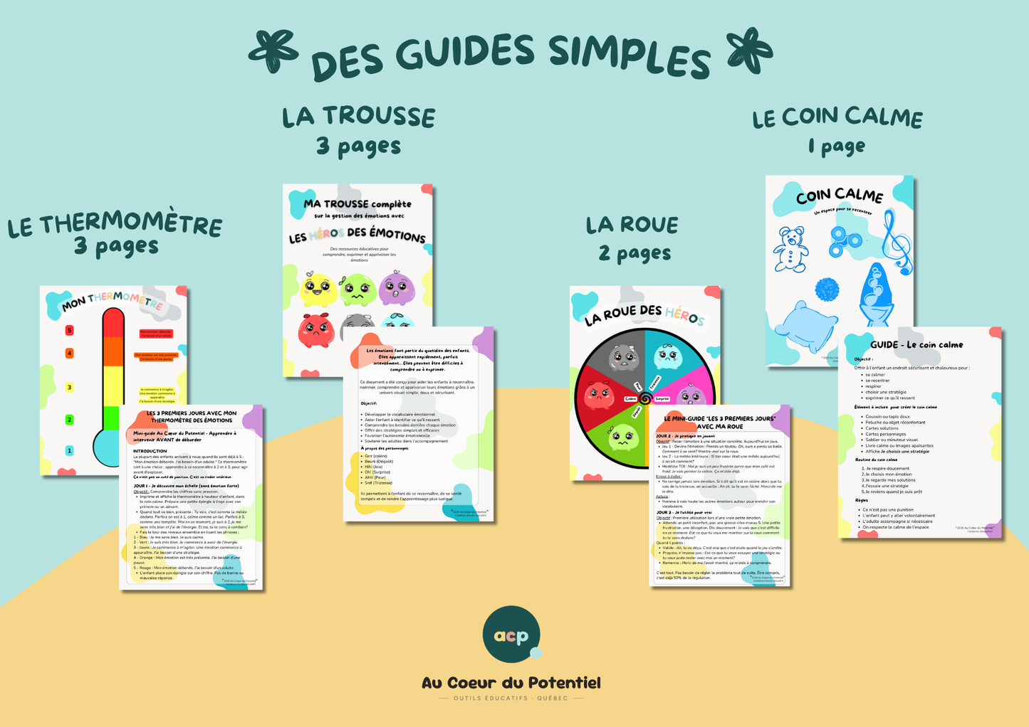Trousse Émotions 3-7 ans — Roue, thermomètre et coin calme à imprimer (50 pages)