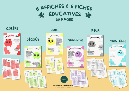 Les Héros des Émotions — 6 affiches et 6 fiches à imprimer (3-7 ans)