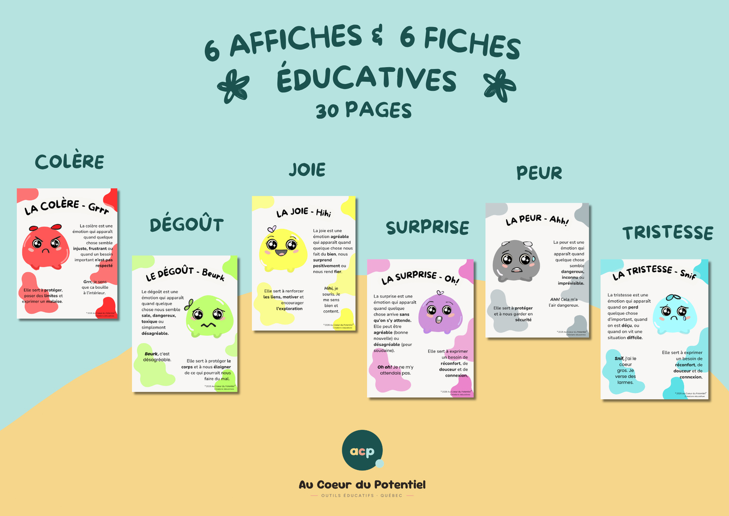 Trousse Émotions 3-7 ans — Roue, thermomètre et coin calme à imprimer (50 pages)