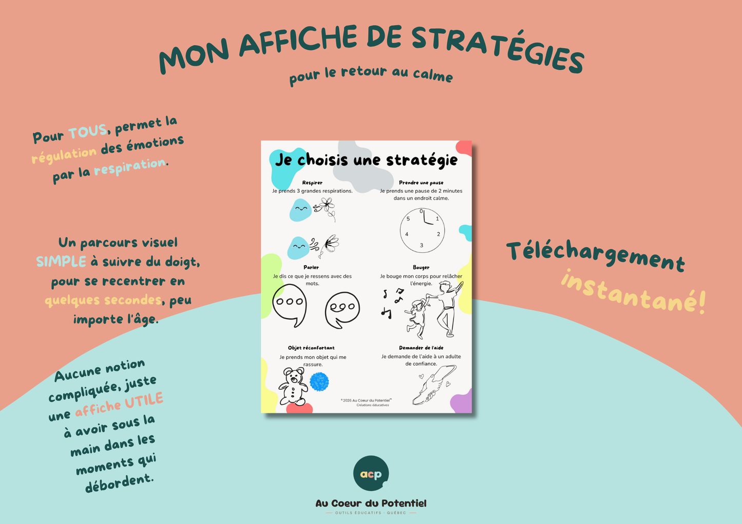 Stratégies de Retour au Calme – Affiche 6 Solutions
